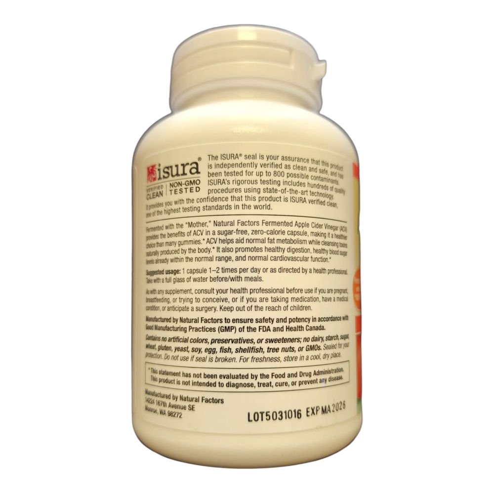 NATURAL FACTORS - APPLE CIDER VINEGAR - 500MG