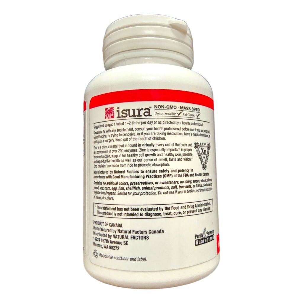 NATURAL FACTORS - ZINC CHELATE 25MG