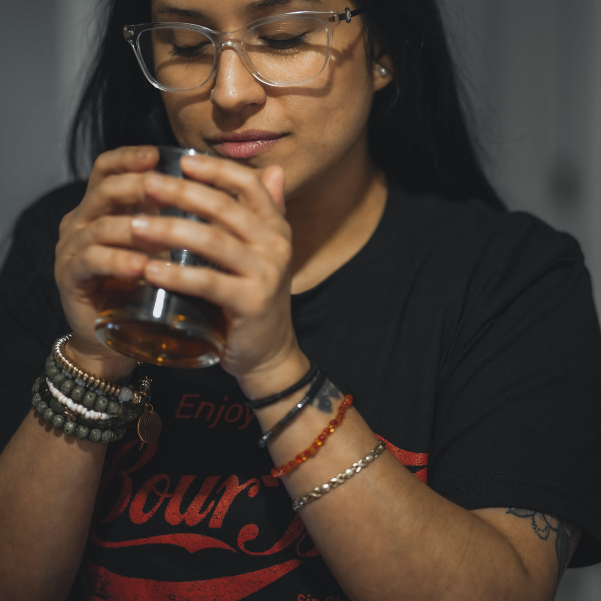 Bourbon "Sip Slow, Lift Heavy" Black - Tee
