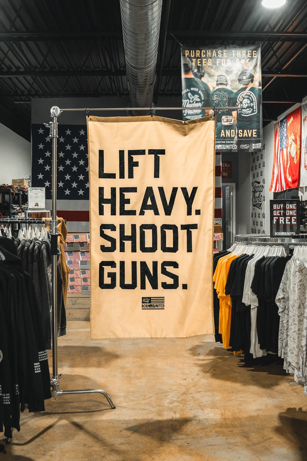 Lift heavy. Shoot Guns. - Flag