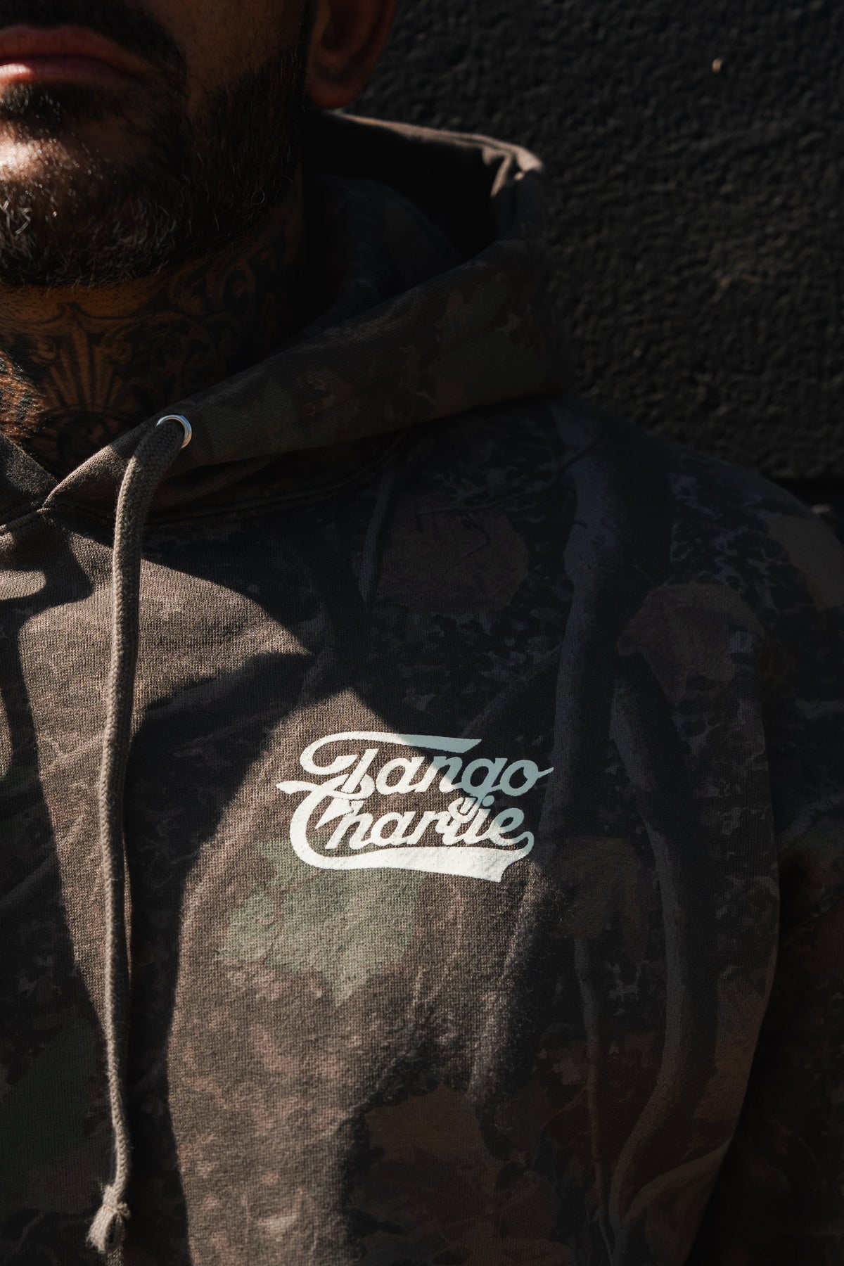Lift Heavy. Trust God. - Premium Darkwood Camo Hoodie